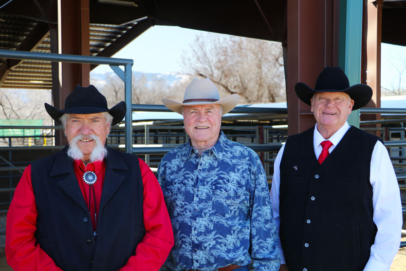 Garfield County commissioners Perry Will, Tom Jankovsky, and Mike Samson at the fairgrounds in Rifle, Colorado.