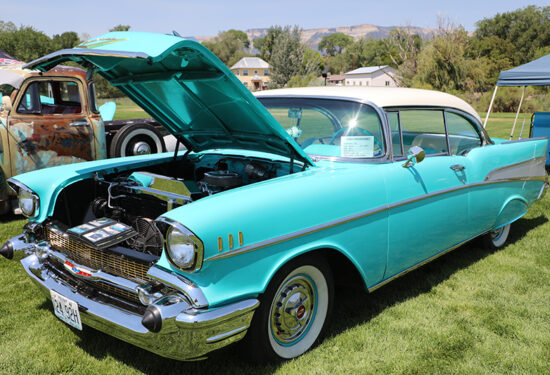 Teal classic car at 2024 Garfield County Fair Car Show